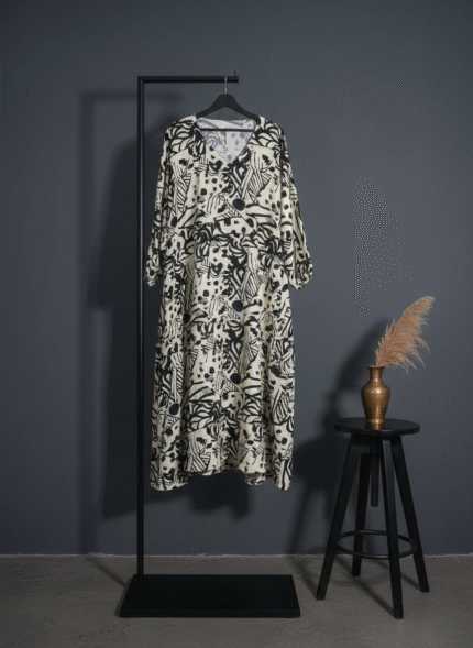 Black Printed Abaya